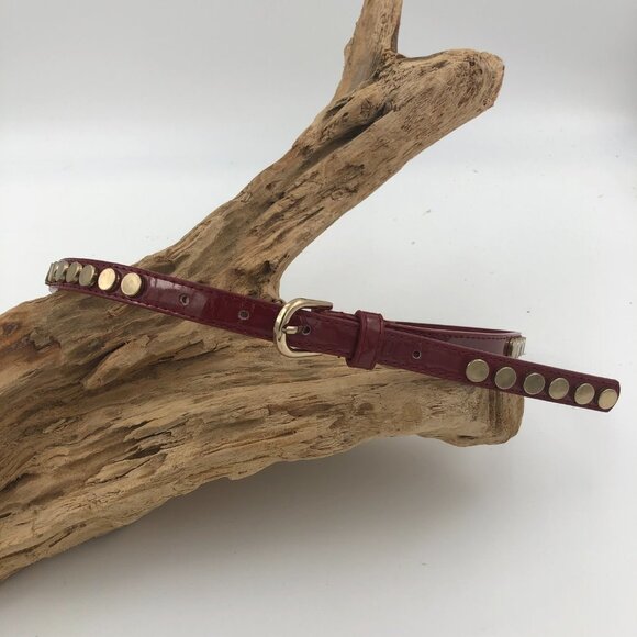 Red Patent Leather Belt with Gold Studs - Picture 8 of 8